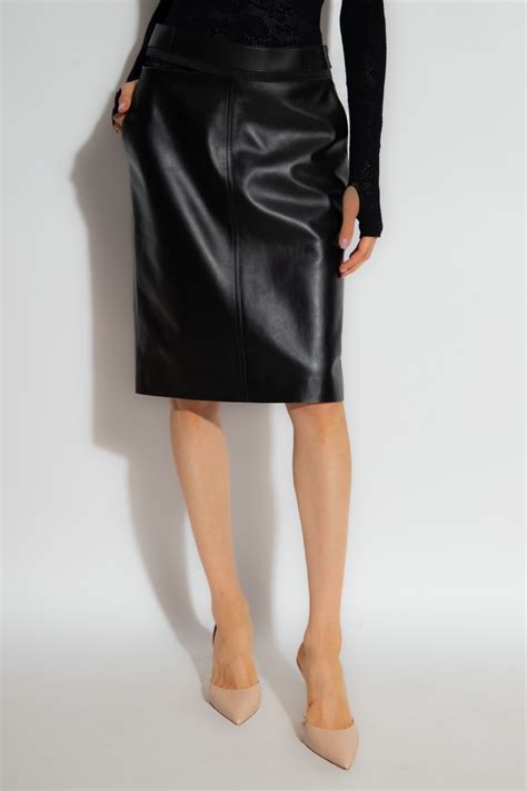 fendi black leather skirt|fendi denim skirt.